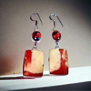 Nora Jasper & Garnet Gemstones in Handcrafted 925 Stamped Earrings